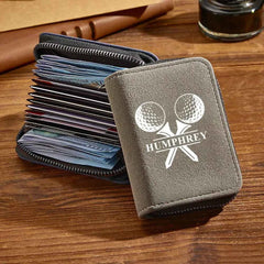 Personalized Leather Golf Wallet with 18 Card Slots Card Holder Wallet Gift for Men