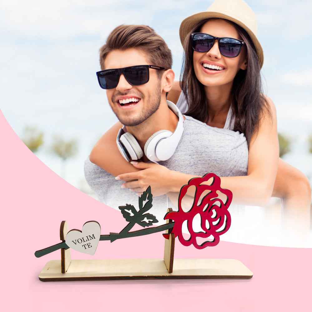 Personalized Wooden Rose Decor with Text