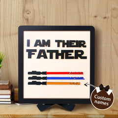 Custom Name Lightsaber Sign - Personalised Father's Day Gift with Wooden Plaque