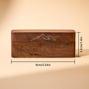Personalized Rustic Engraved Wood 2 Rings Bearer Box with Date & Name Wedding Proposal Gift for Couple