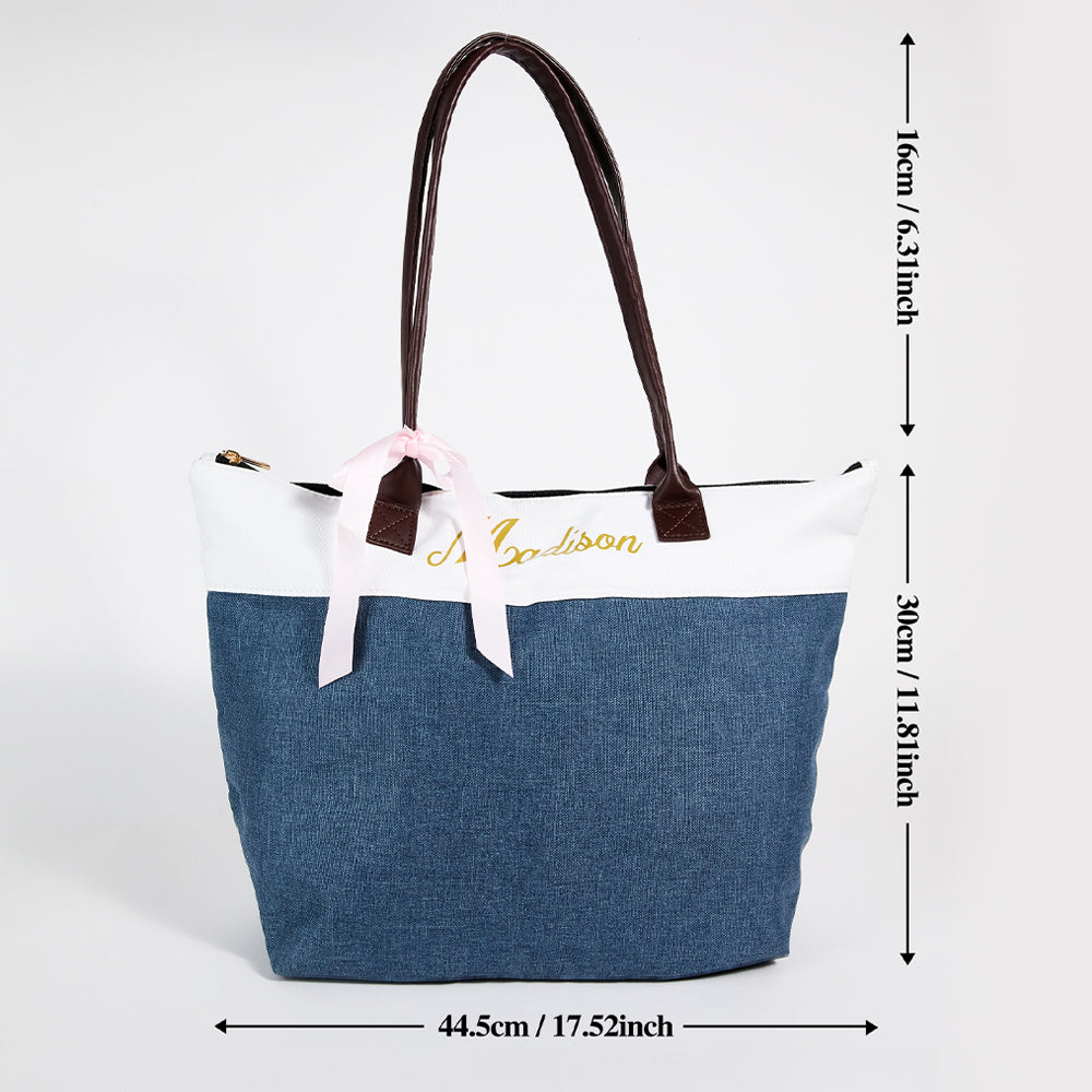 Personalised bridesmaid tote bag in durable canvas with decorative ribbon — perfect thank you gift for bridesmaids