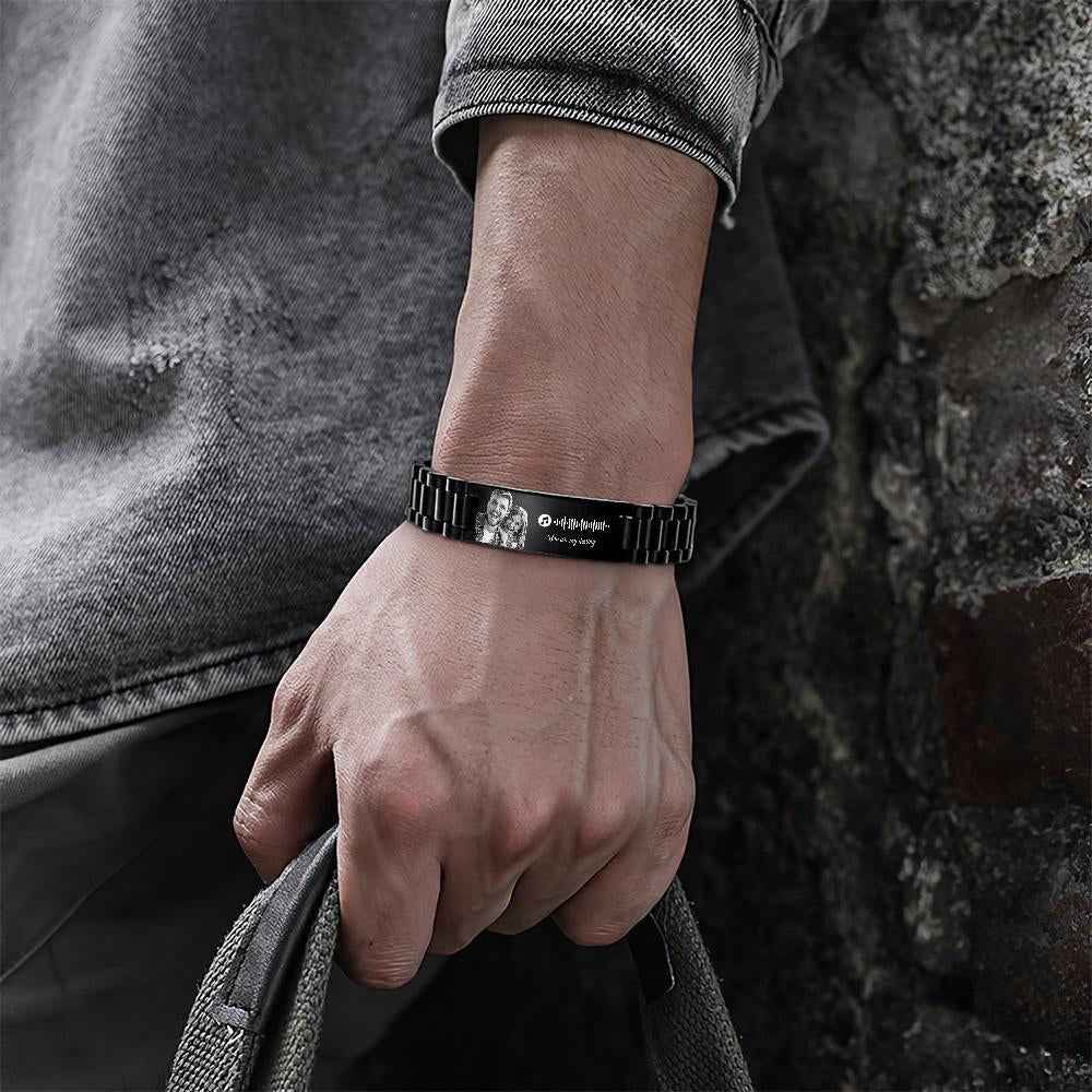 Personalized Music Code Bracelet with Your Photo Perfect Gift for Couple for Anniversary