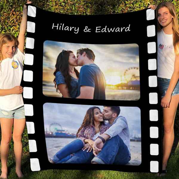 Custom Photo Fleece Flannel Blanket with Text
