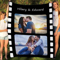 Custom Photo Fleece Flannel Blanket with Text