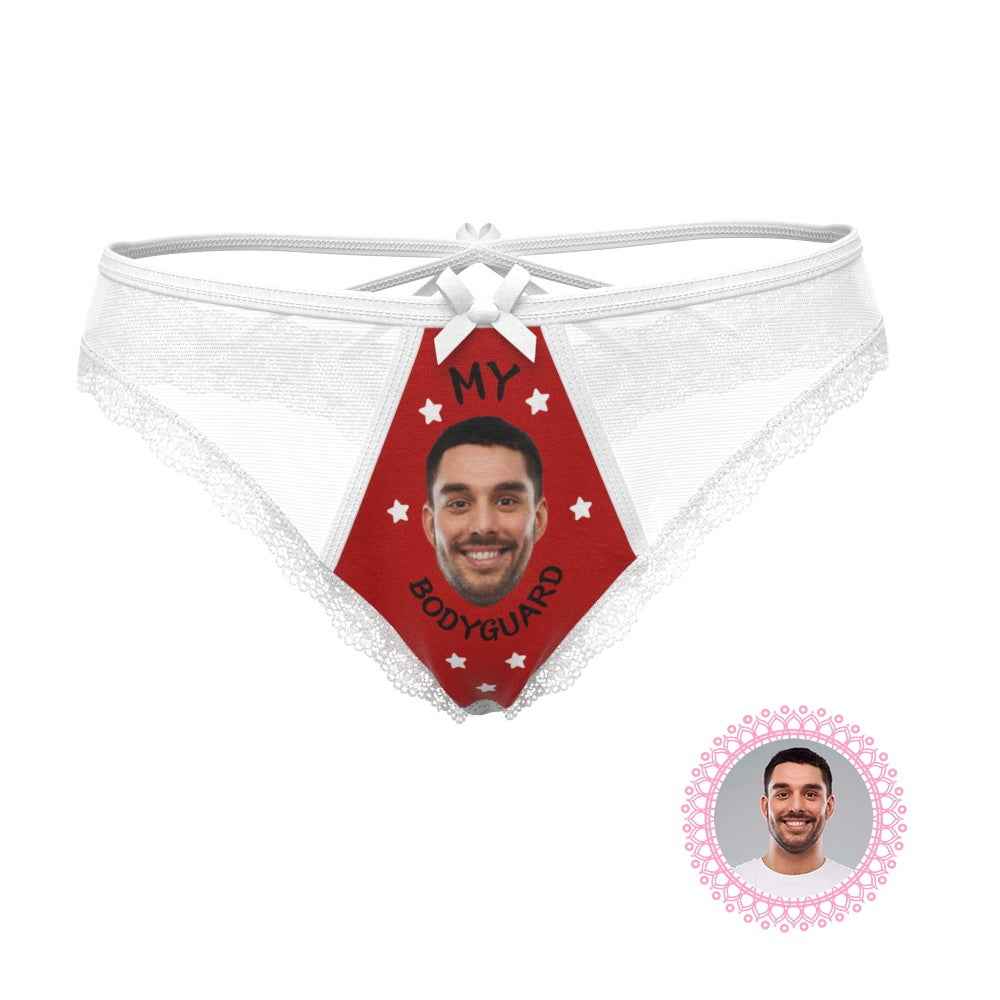 Personalized Face Thong MY BODYGUARD Lace Sexy Panties