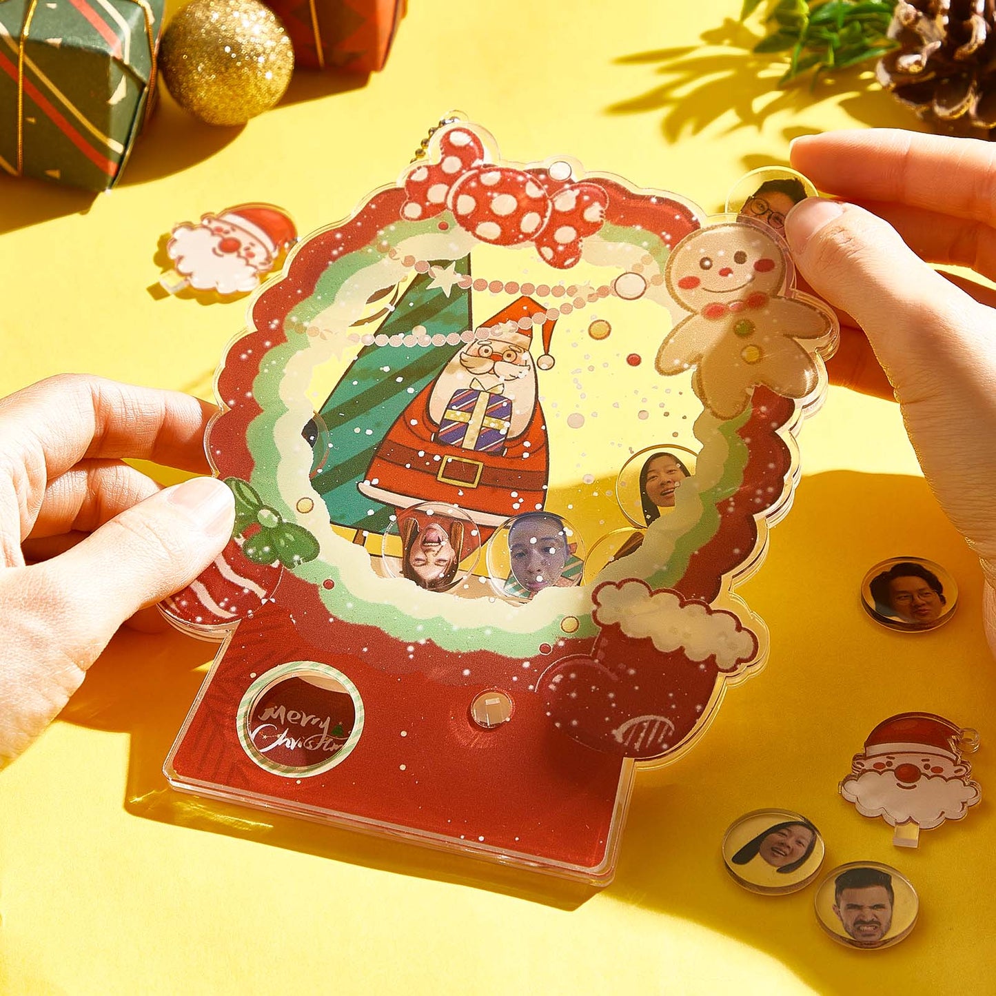 Rear view highlighting customisable area for personalised text or music — acrylic photo gashapon gift for teens and families