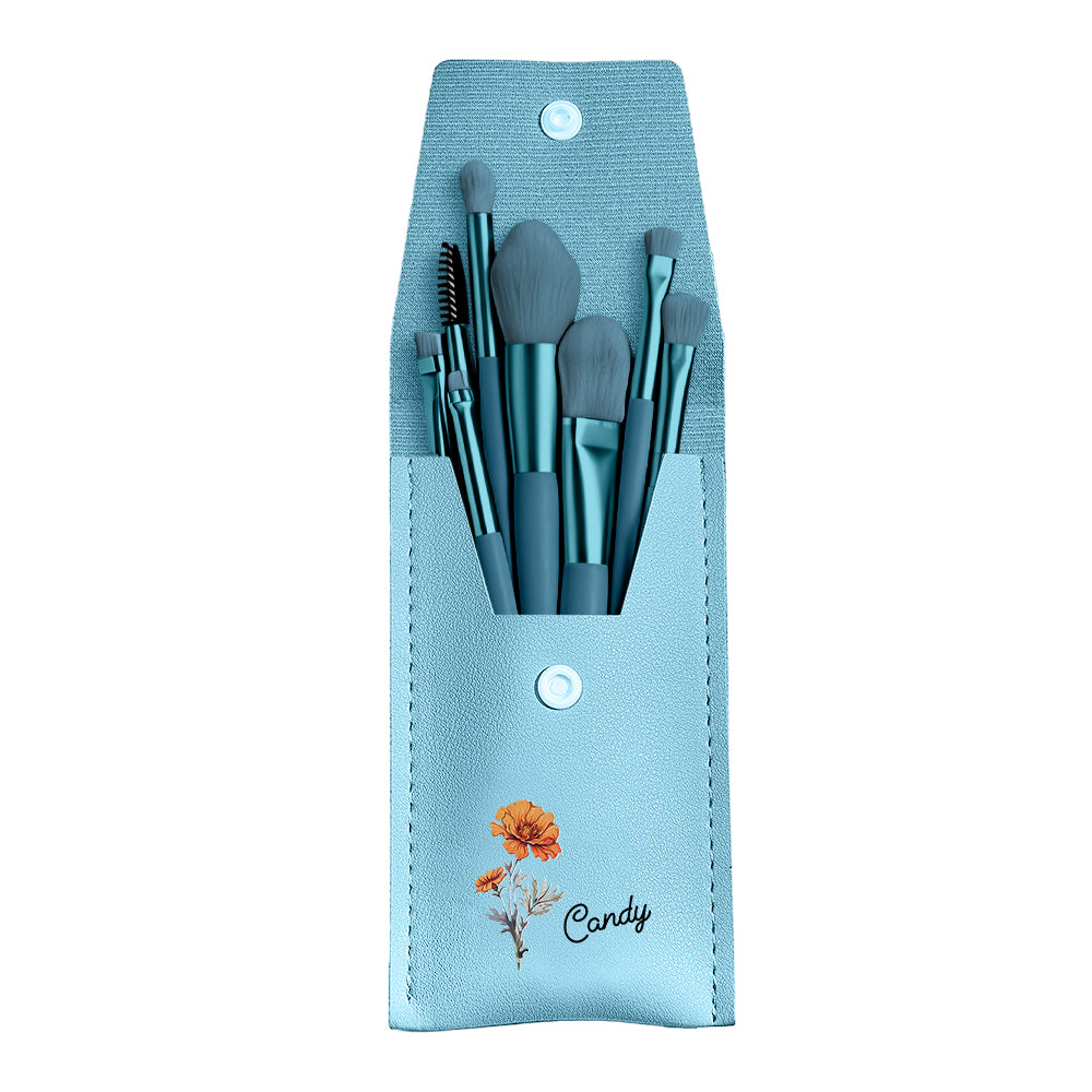 Personalised Engraved Birth Flower Makeup Brush Set | Wedding & Bridesmaid Gift