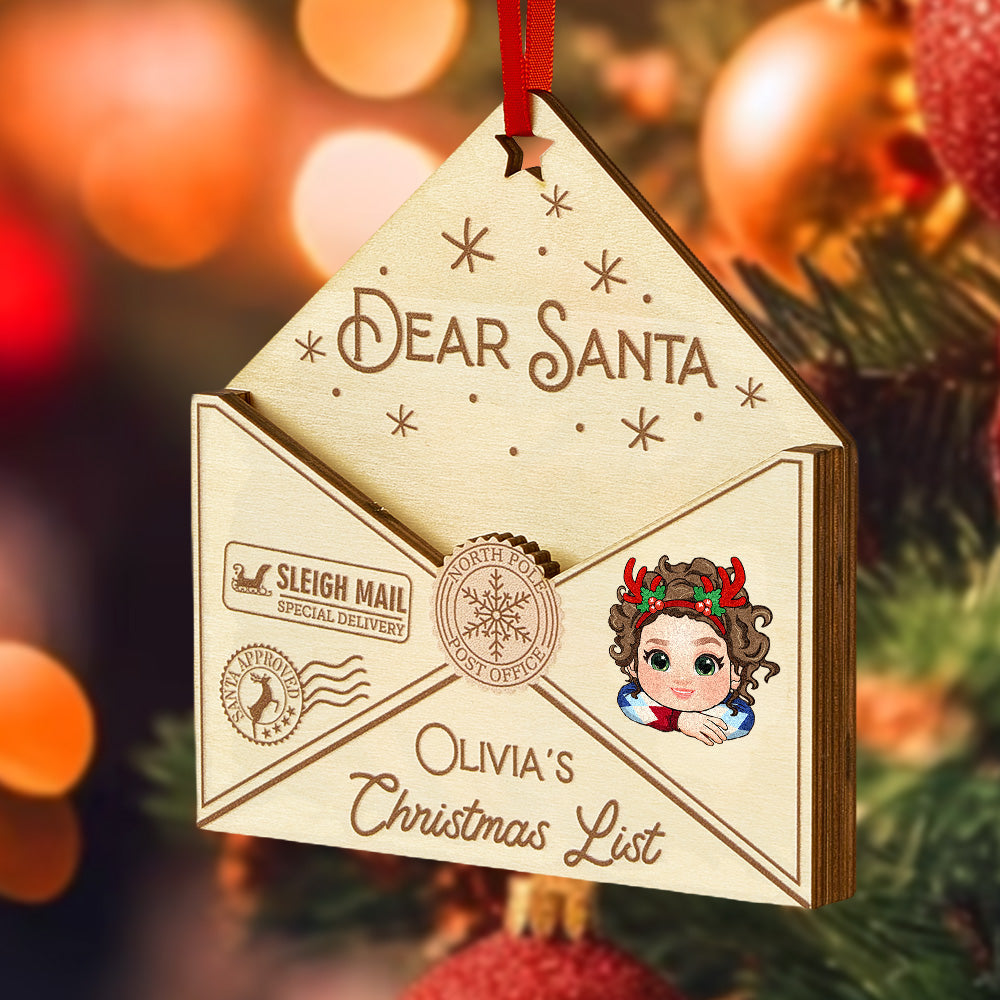 Personalised 3D Letter to Santa Wooden Christmas Ornament - Custom Gift for Children