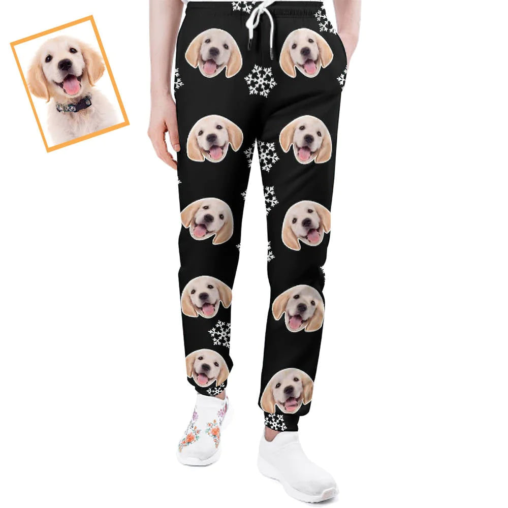 Personalised Dog Face Christmas Sweatpants — Unisex Joggers
