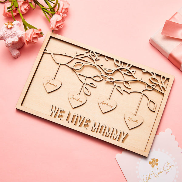 Personalised Engraved Family Tree Plaque - Unique Mother's Day Gift for Mum