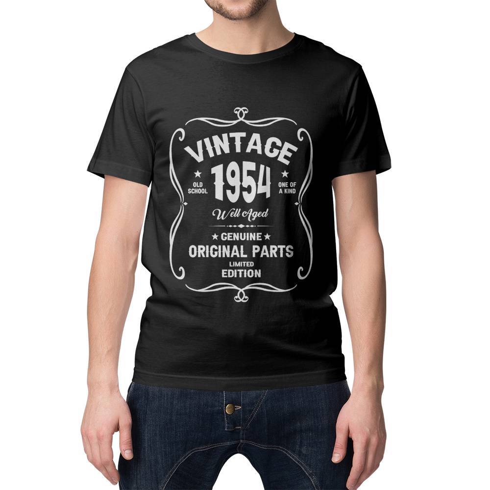 Vintage 1954 68th birthday personalised retro tee in black – bold vintage print on soft fabric, perfect 68th birthday present