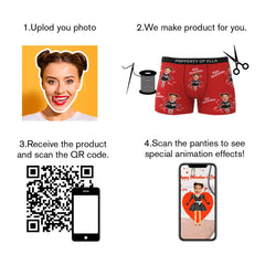 Custom Photo Boxer Shorts for Men | Personalised Heart Face Underwear | Couple Gifts with AR View