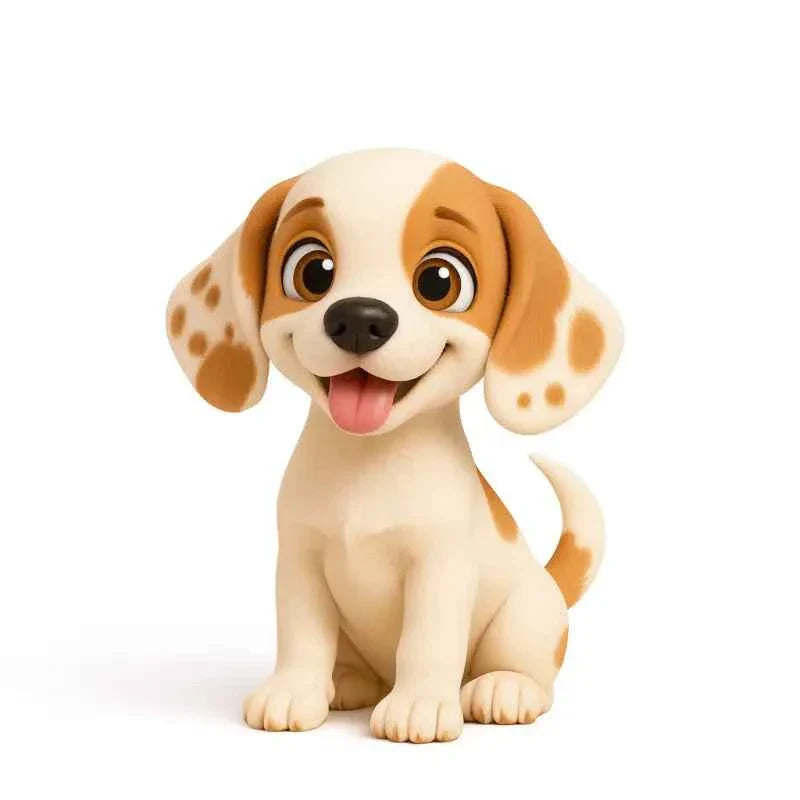 Custom 3D printed mini dog figurines can be made from your provided images.