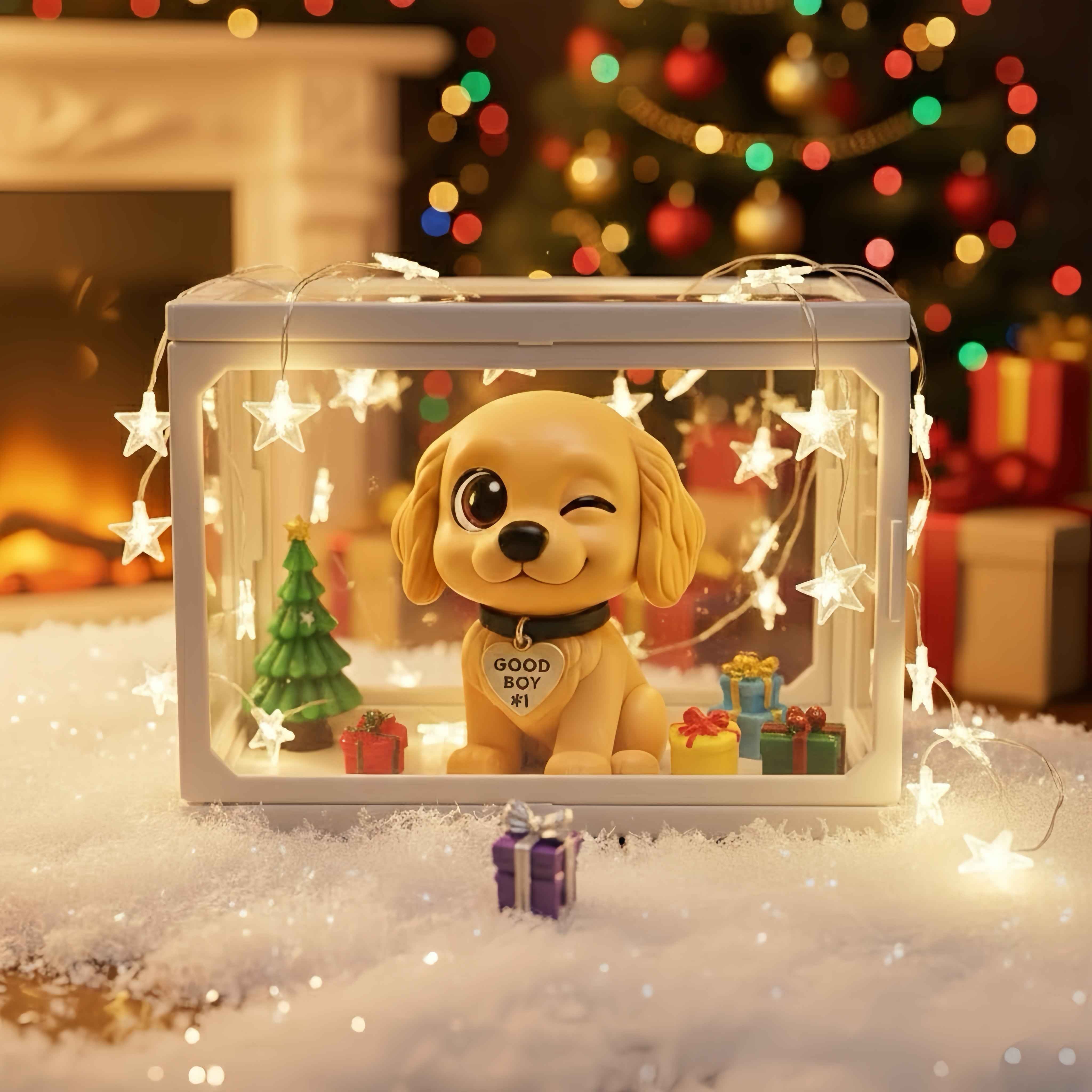3D figurine of a puppy with a frame
