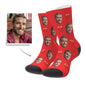 Gift presentation of personalised face socks with heart — ready personalised photo socks for Christmas or anniversaries