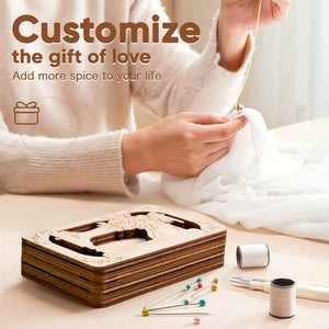 Personalized Wooden Needle Box Holder with Magnet Needle Storage Tool Gift for Craft Lovers