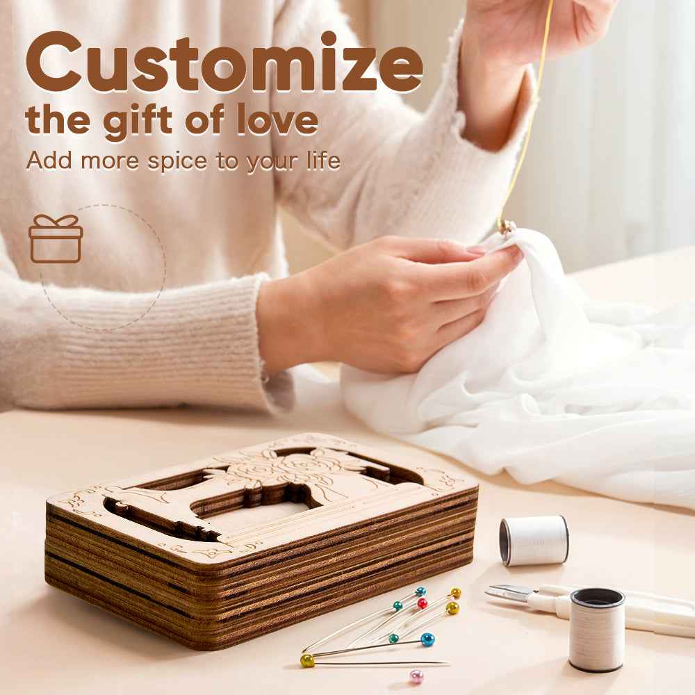 Personalized Wooden Needle Box Holder with Magnet Needle Storage Tool Gift for Craft Lovers