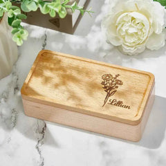 Personalised Birth Flower Jewellery Box Custom Name Jewellery Organizer Gift for Her