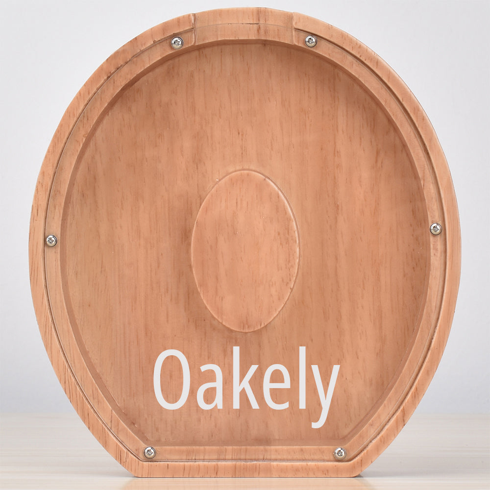 Personalised Oak Wooden Letter Money Box with Engraved Name | Handcrafted Piggy Bank