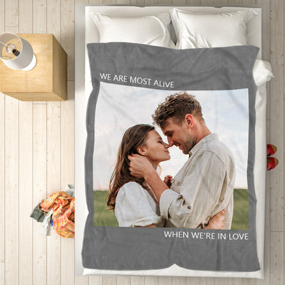 Personalised Fleece Photo Blanket With Custom Text - Soft Keepsake Throw