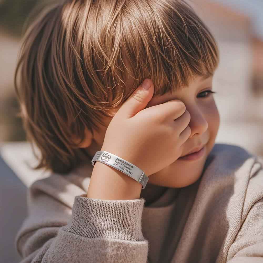 Personalized Emergency Medical Alert ID Bracelet with Text Adjustable Bracelet Gift for Diabetes Epilepsy Autism