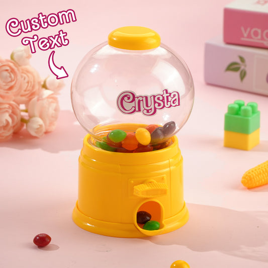 Personalised Mini Gashapon Candy Dispenser with custom name on front - compact 10 x 14.5 cm birthday gift for kids