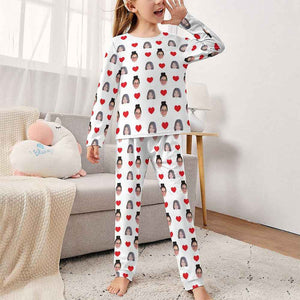 Custom Two Face Children's Sleepwear Long Sleeves Girls Pajamas Set