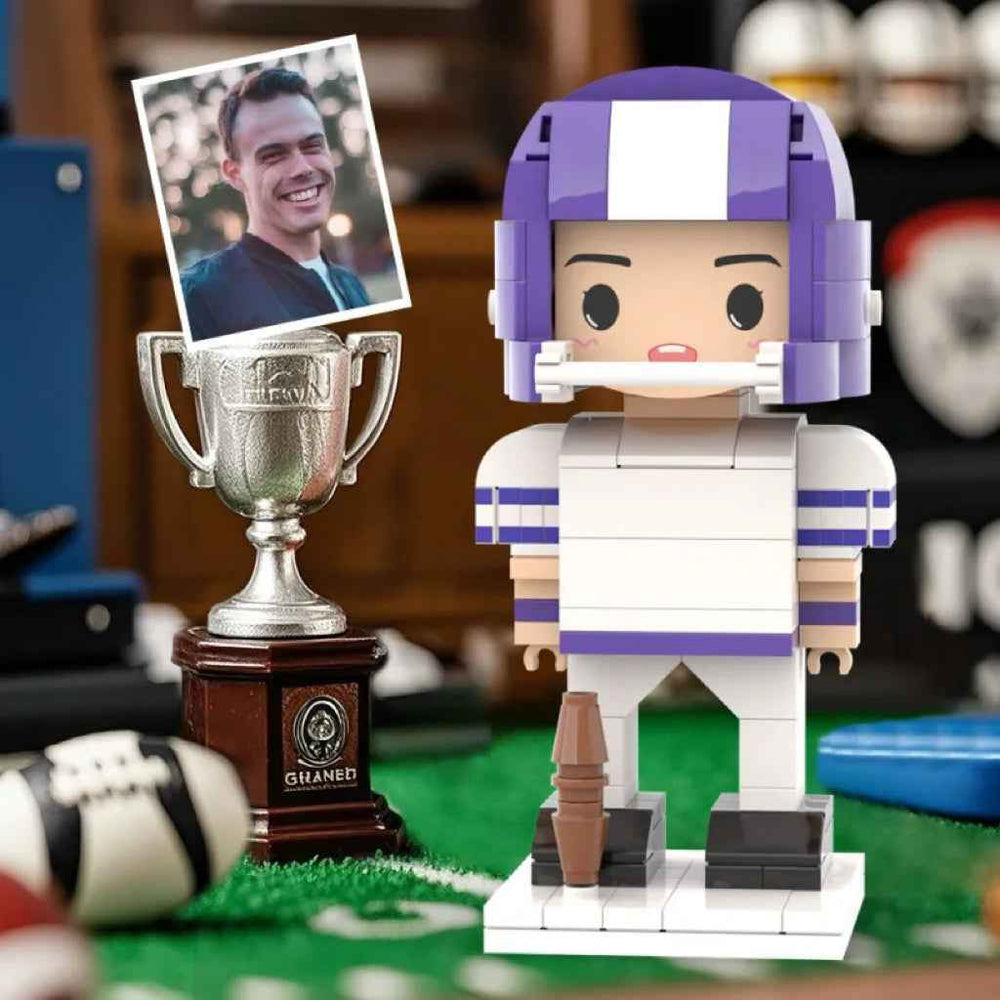 Custom Head 1 Person Cute Football Palyer Brick Figure Anniversary Gift Birthday Gift