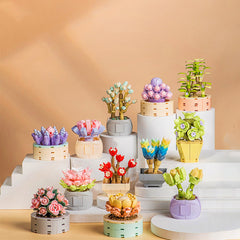 Potted Succulent Building Blocks Set | Botanical Flower Bricks Gift