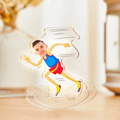Personalised Running Man Acrylic Desktop Tumbler Stand with Custom Photo