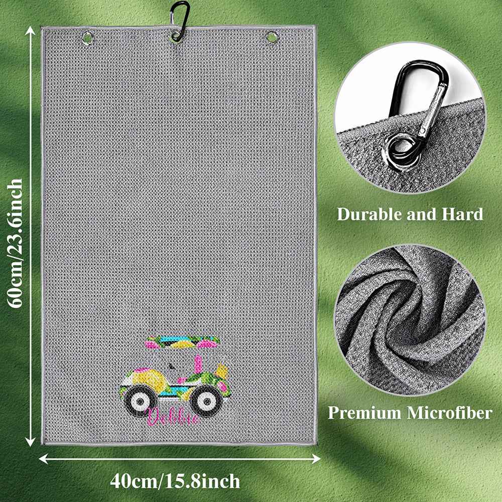 Personalized Golf Towel with Name Hanging Clip Golf Cart Towel Gift for Golf Lovers