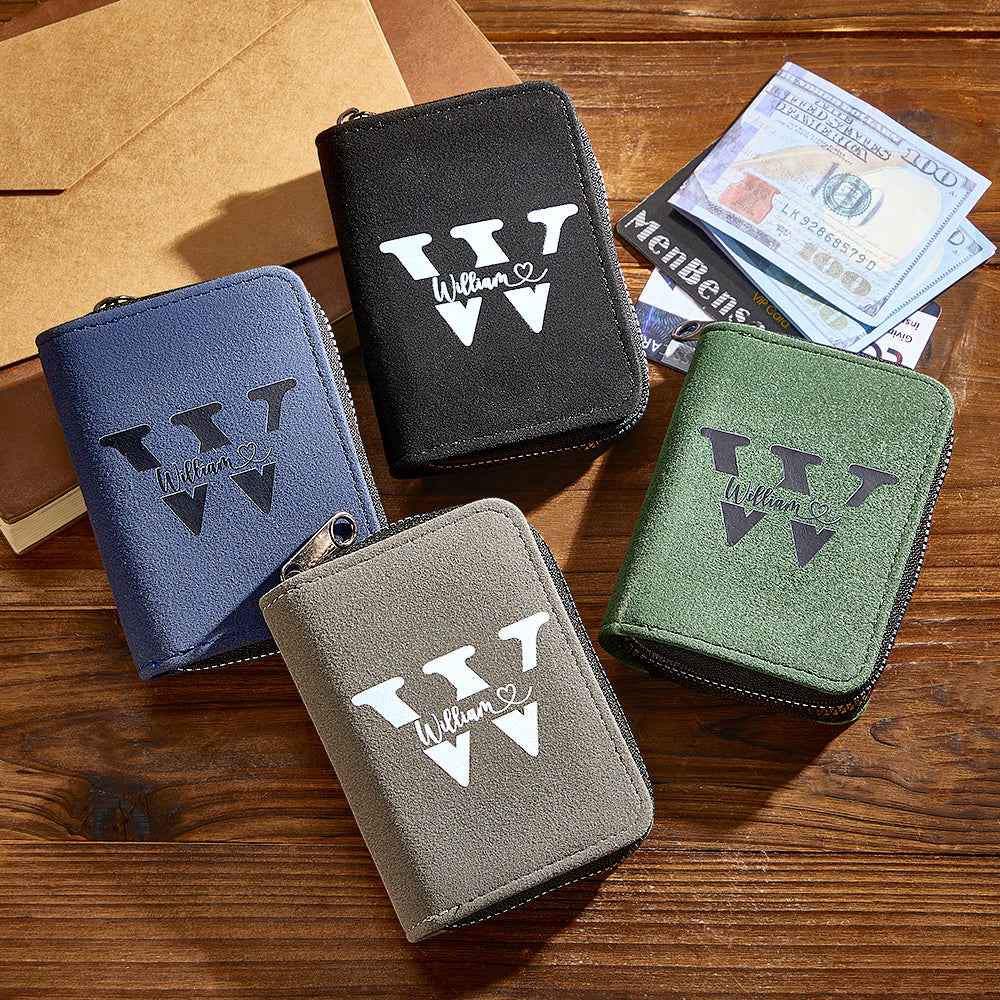 Personalized Leather Wallet with 18 Card Slots Card Holder Wallet Birthday Gift for Him