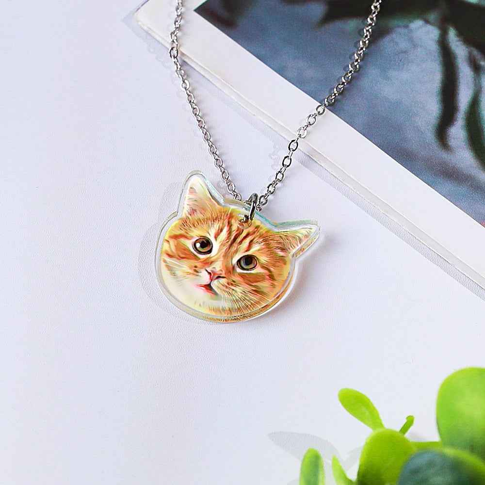 Personalized Pet Portrait Necklace Jewelry Birthday Gift for Pet Lovers