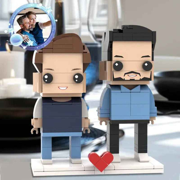 Full Body Custom 2 Person Brick Figures Small Particle Block Father's Day Gift