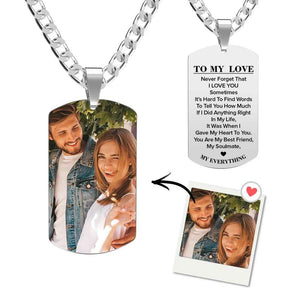 Personalized Engraved Stainless Steel Dog Tag Picture Necklace Gifts for Love