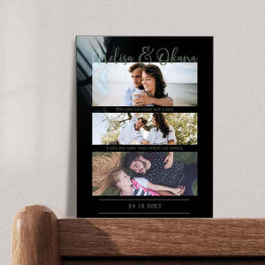 Custom three Photo Glass Plauqe Romantic Photo Plaque Painting Gift
