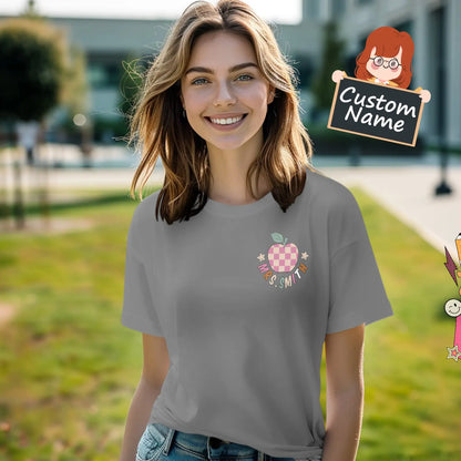 Unisex fit demonstration of personalised 'In My Teacher Era' T‑Shirt on model – custom teacher tee for men and women