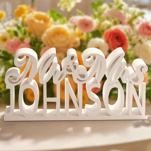 Personalized 3D Printed Mr and Mrs Table Sign Freestanding Last Name Sign Wedding Head Table Decor