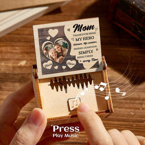 Personalized Wooden Photo Music Box Custom Heart Music Box Gift for Mother