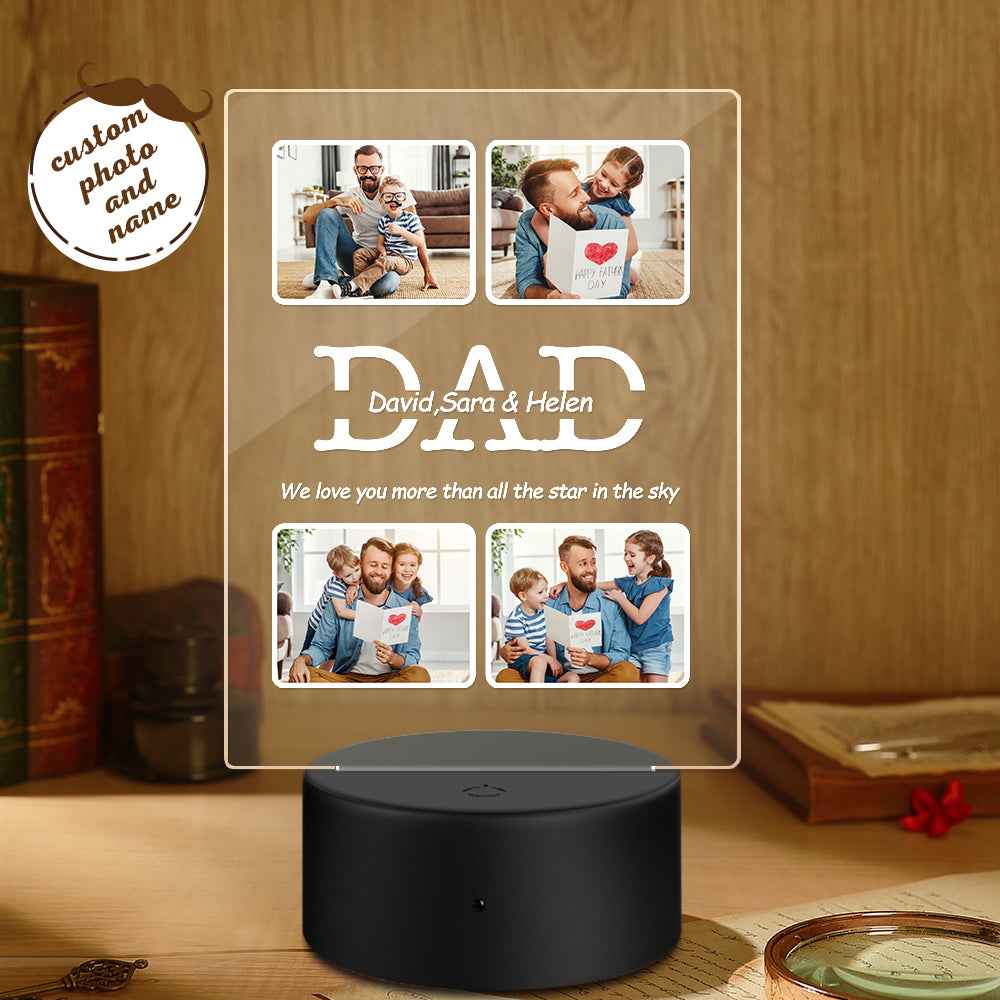 Personalized Photo Night Light with Name We Love You More Than All the Star In the Sky for Dad