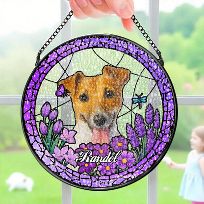 Personalised Pet Portrait Stained Glass Suncatcher - Custom Memorial Gift for Dog & Cat Lovers