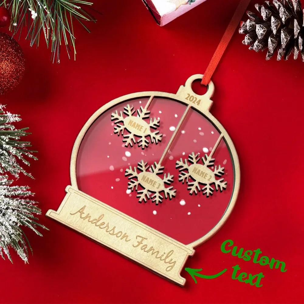 Personalised Wooden Family Christmas Ornament - Custom Engraved Name Bauble