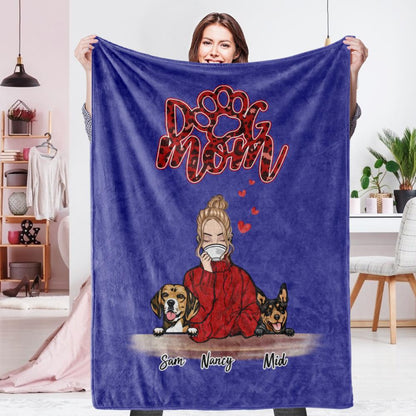 Personalised Name Dog Mum Fleece Blanket - Custom Pet Number Blanket