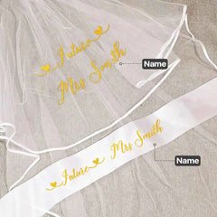 Personalized Bride Veil Sash Set Bride to be Veil Hen Party Accessories