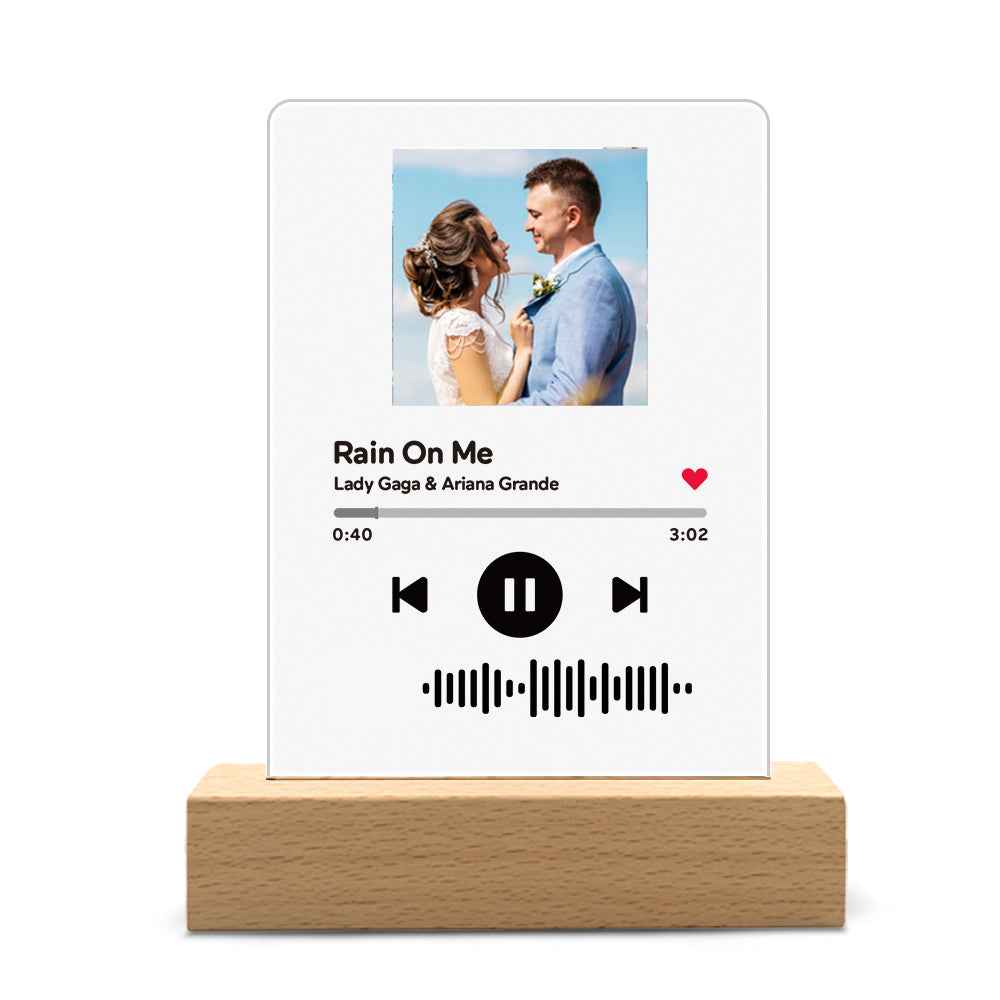 Custom Album Cover Scannable Code Music Plaque with Wooden Base