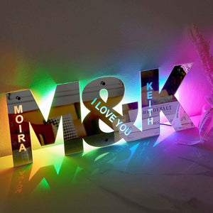Personalized Couple Letter Mirror Light - Customizable Wall Decor