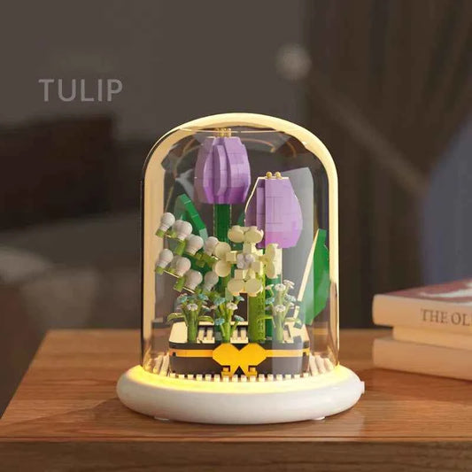 Tulips Bouquets DIY Flower Building Set Perfect Birthday Gift with Dust Cover Valentines Gift