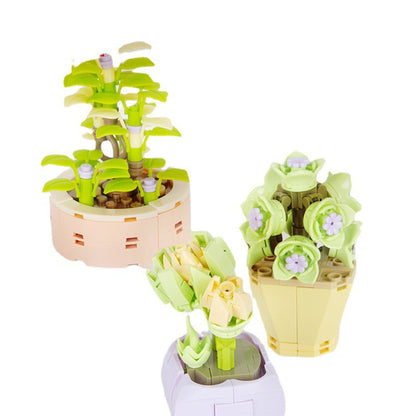 Potted Succulent Building Blocks Set | Botanical Flower Bricks Gift