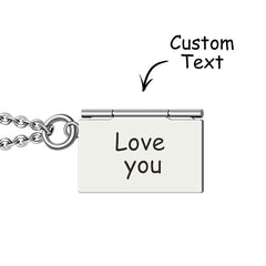 Personalized Envelope Locket Necklace Custom Engraved Photo Necklace