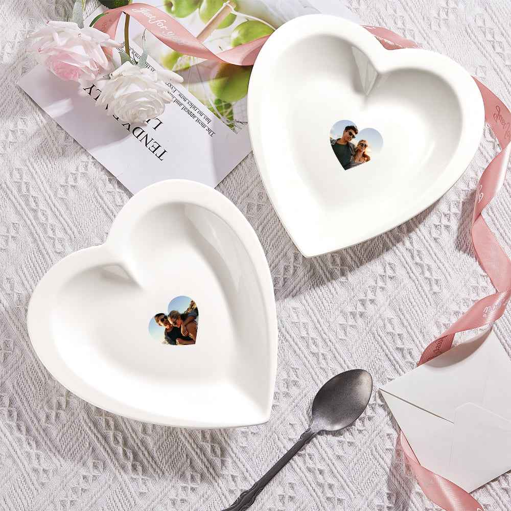 Personalized Heart Shaped Plate Ceramics Dinner Plate with Picture